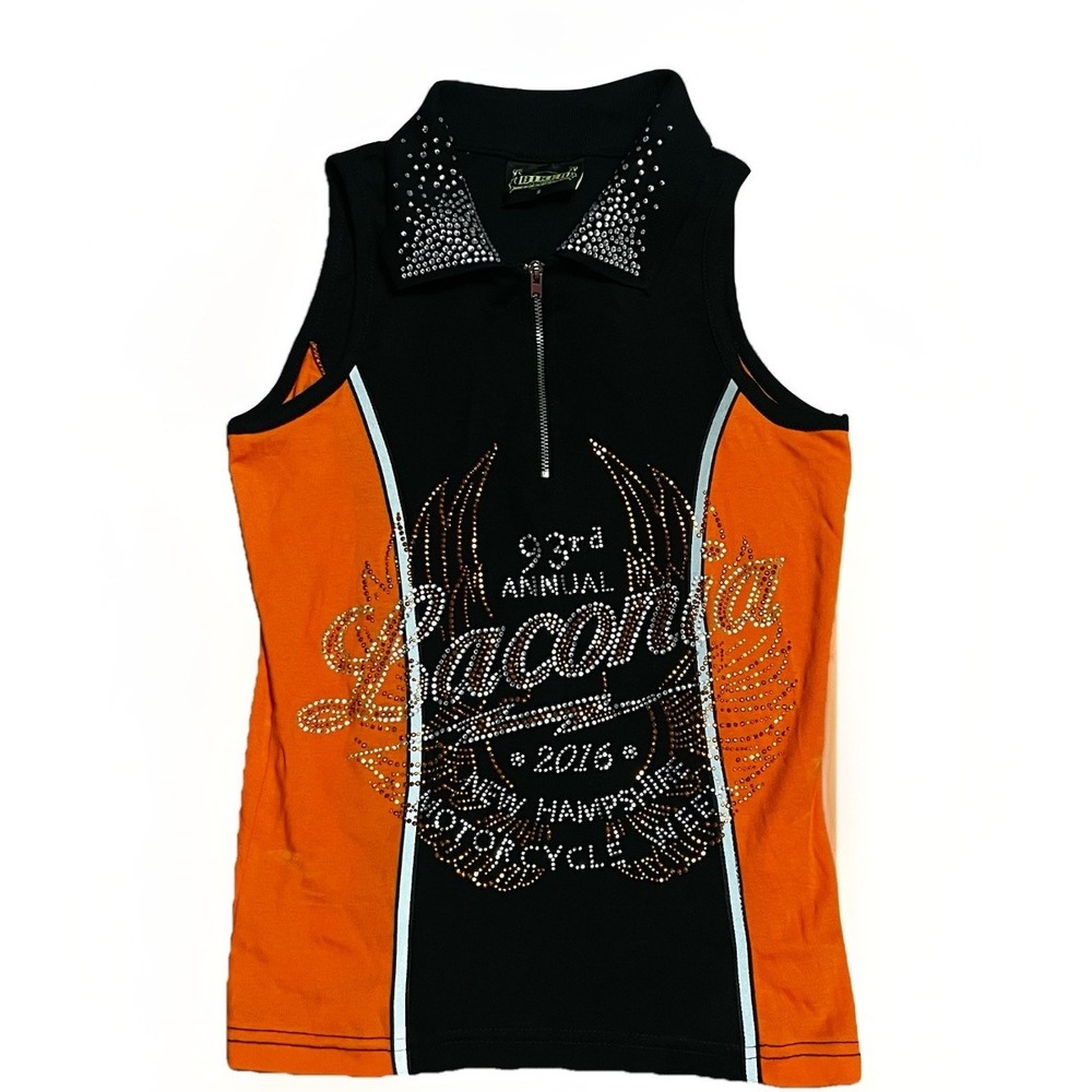 Laconia Bike Week 2016 Tank Top Women's Size‎ Small Black & Orange